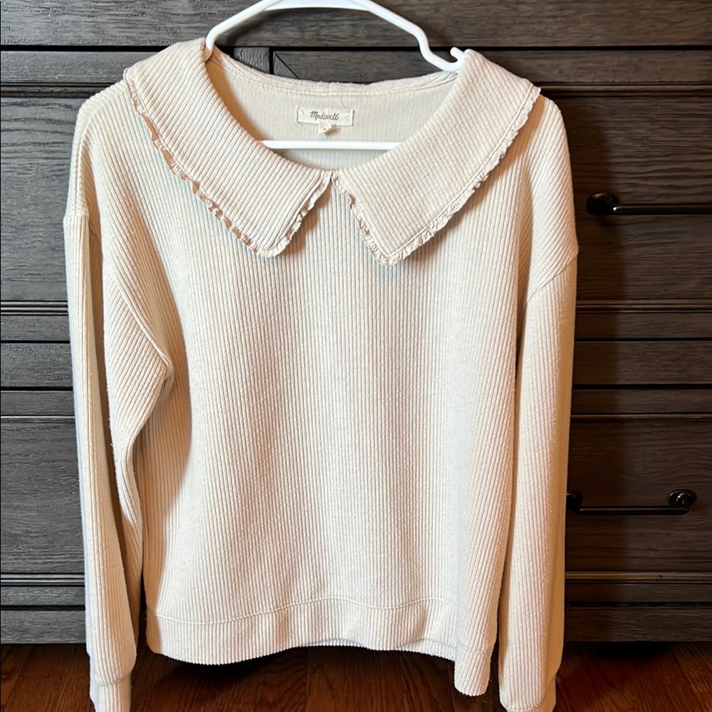 Madewell Cream Crew Neck Sweater Textured Knit